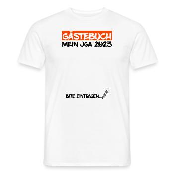 JGA 2023 Gästebuch Unterschreiben Erinnerung - Männer T-Shirt - Weiß - Vorne - AI Model Male 178 dark (178cm)