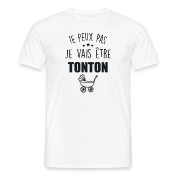 Je Peux Pas, Je Vais Être TONTON - T-shirt homme - blanc - Devant - AI Model Male 178 dark (178cm)