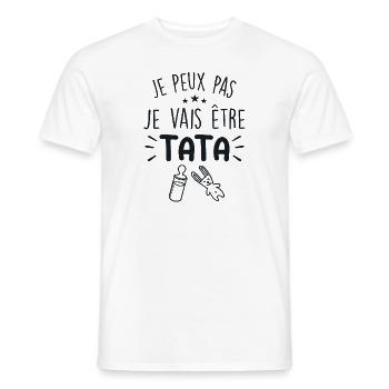 Je Peux Pas, Je Vais Être TATA - T-shirt homme - blanc - Devant - AI Model Male 178 dark (178cm)