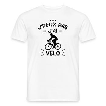 J'Peux Pas ! J'Ai Vélo 🚴‍♂️ - T-shirt homme - blanc - Devant - AI Model Male 178 dark (178cm)
