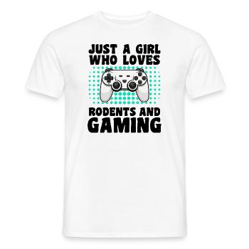 Gamer and Rodents: Video Games and Little Companions - Men's T-Shirt - white - Front - AI Model Male 178 dark (178cm)