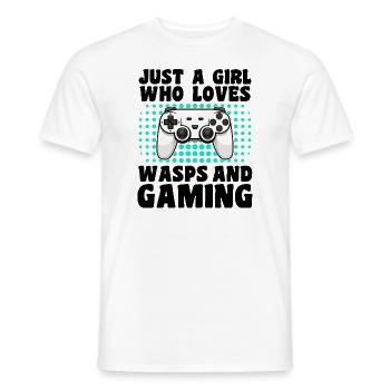 Gamer and Wasps: Video Games and Spicy Adventure - Men's T-Shirt - white - Front - AI Model Male 178 dark (178cm)