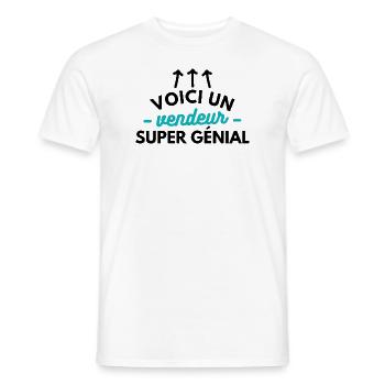 Voici un vendeur super génial. Flèches - T-shirt homme - blanc - Devant - AI Model Male 178 dark (178cm)