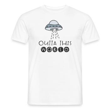 UFO SCIFI UFOS ALIENS WORLDS ALIEN SPACE MOTIF - Men's T-Shirt - white - Front - AI Model Male 178 dark (178cm)