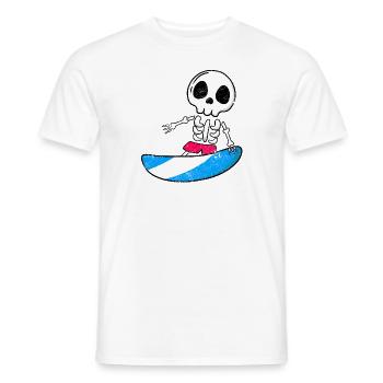 SKELETON SKULL SURFER SURF SURFING SURF MOTIF - Men's T-Shirt - white - Front - AI Model Male 178 dark (178cm)