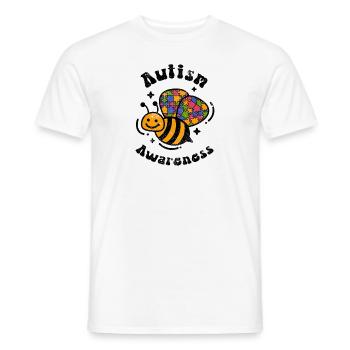 AUTIST BIENE BUNT PUZZLE FAMILIE LIEBE ASD SPRÜCHE - Männer T-Shirt - Weiß - Vorne - AI Model Male 178 dark (178cm)