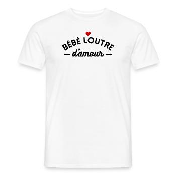 bébé loutre d'amour coeur - T-shirt homme - blanc - Devant - AI Model Male 178 dark (178cm)