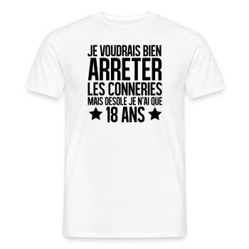 Désolé je n'ai que 18 ans - T-shirt homme - blanc - Devant - AI Model Male 178 dark (178cm)