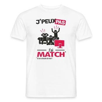 J'peux pas, j'ai match - T-shirt homme - blanc - Devant - AI Model Male 178 dark (178cm)