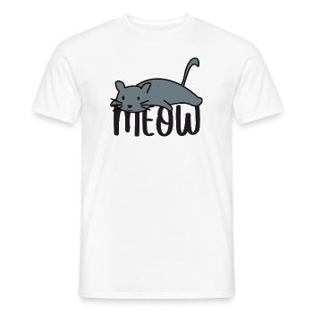 Katze MEOW - Männer T-Shirt - Weiß - Vorne - AI Model Male 178 dark (178cm)
