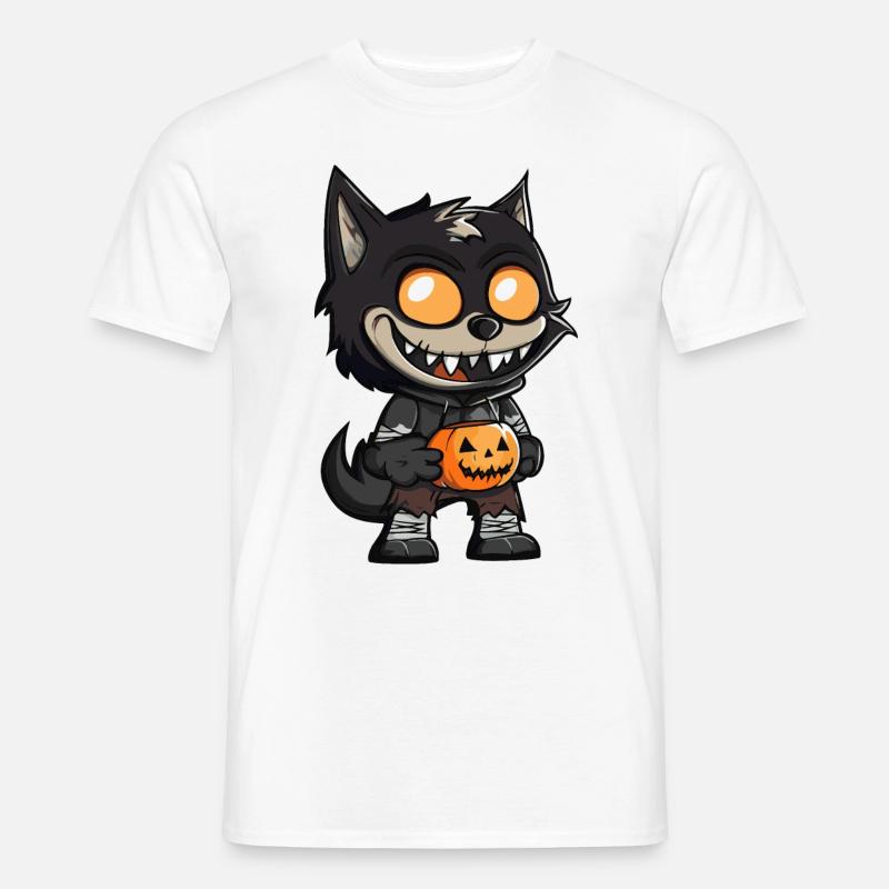Wolf Halloween Comic Lustig - Männer T-Shirt - Weiß