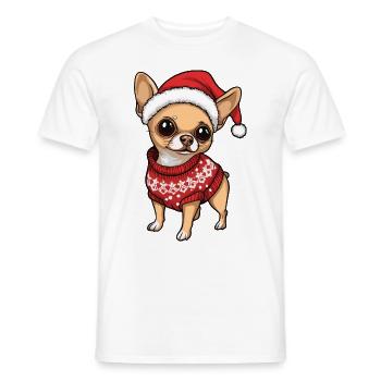 Bande dessinée de Noël chien chihuahua - T-shirt homme - blanc - Devant - AI Model Male 178 dark (178cm)