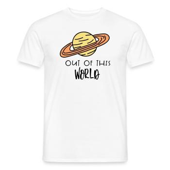 SATURN RAUS WELT WEG ERDE PLANET PLANETEN MOTIV - Männer T-Shirt - Weiß - Vorne - AI Model Male 178 dark (178cm)