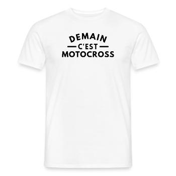Demain c'est motocross - T-shirt homme - blanc - Devant - AI Model Male 178 dark (178cm)