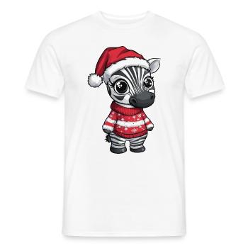 Zebra Christmas Comic - Men's T-Shirt - white - Front - AI Model Male 178 dark (178cm)