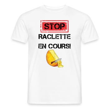 Stop raclette en cours cadeau - T-shirt homme - blanc - Devant - AI Model Male 178 dark (178cm)