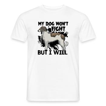 My Borzoi Dog Wont Fight But I Will - Men's T-Shirt - white - Front - AI Model Male 178 dark (178cm)