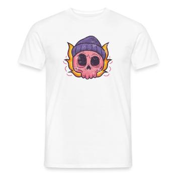 SKULL COMIC HIPSTER HELL SHIRT MOTIF GIFT - Men's T-Shirt - white - Front - AI Model Male 178 dark (178cm)