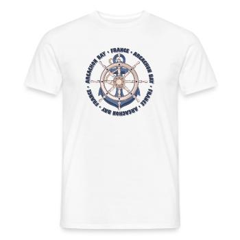 Arcachon Bay France Nautical Summer Anchor Design - Men's T-Shirt - white - Front - AI Model Male 178 dark (178cm)