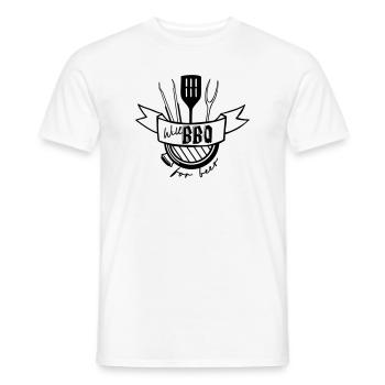 GRILL BEER BBQ GAME PARTY BARBECUE CELEBRATION MOTIF - Men's T-Shirt - white - Front - AI Model Male 178 dark (178cm)