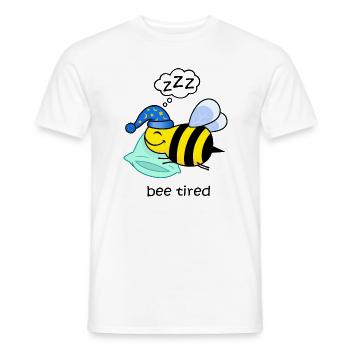 bee tired, funny tired bee cute animals sleep - Men's T-Shirt - white - Front - AI Model Male 178 dark (178cm)