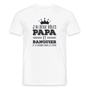 Papa Et Banquier et je dechire - T-shirt homme - blanc - Devant - AI Model Male 178 dark (178cm)