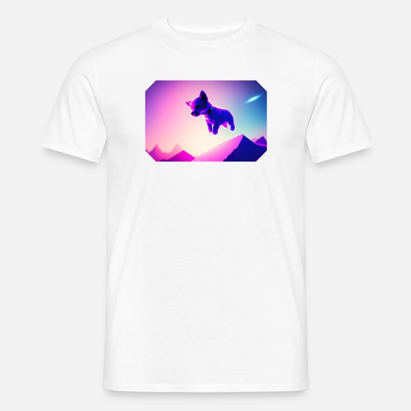 Welpe und die Sythwave-Wüste - Männer T-Shirt - Weiß