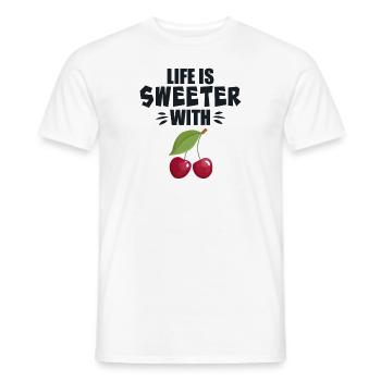 La vie est plus douce avec la cerise - T-shirt homme - blanc - Devant - AI Model Male 178 dark (178cm)