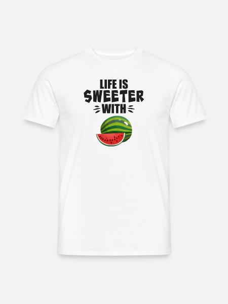 Das Leben ist süßer mit Wassermelone - Männer T-Shirt - Weiß