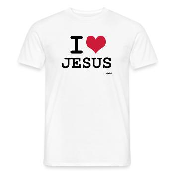 i love jesus by wam - Men's T-Shirt - white - Front - AI Model Male 178 dark (178cm)