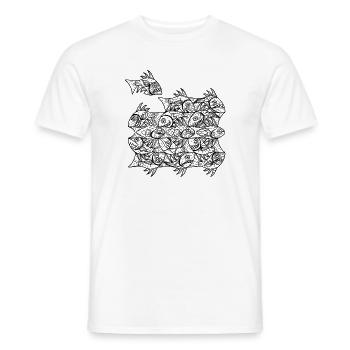 Poissons Escher - T-shirt homme - blanc - Devant - AI Model Male 178 dark (178cm)