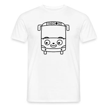 Tiny Bus – Comic Bus für Reisefans & Kinder - Männer T-Shirt - Weiß - Vorne - AI Model Male 178 dark (178cm)