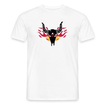 Bull skull with flames - Men's T-Shirt - white - Front - AI Model Male 178 dark (178cm)