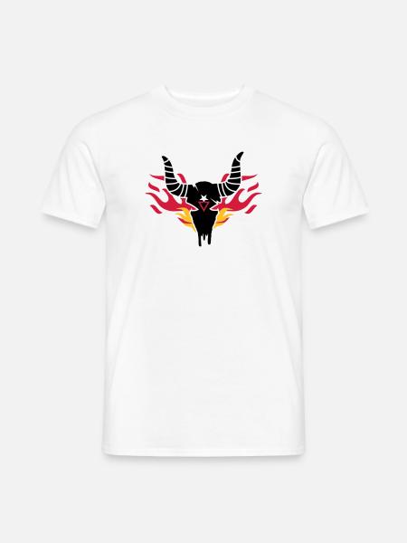 Bull skull with flames - Men's T-Shirt - white