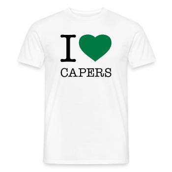 I LOVE CAPERS Kapern - Men's T-Shirt - white - Front - AI Model Male 178 dark (178cm)