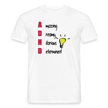 Don de soutien TDAH / TDAH - T-shirt homme - blanc - Devant - AI Model Male 178 dark (178cm)
