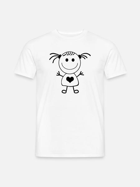 Mädchen Strichmännchen - Männer T-Shirt - Weiß
