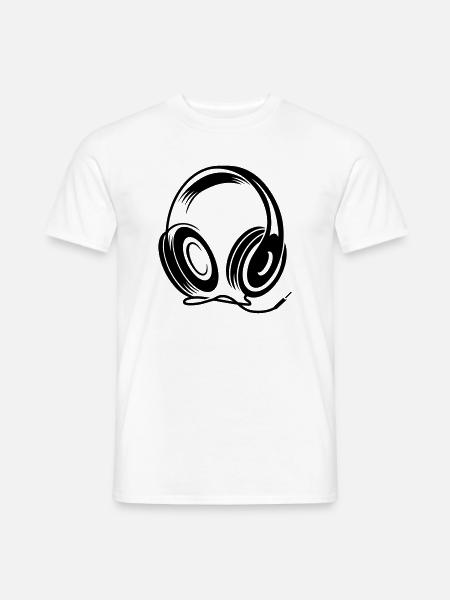 a headphone with cable - Men's T-Shirt - white