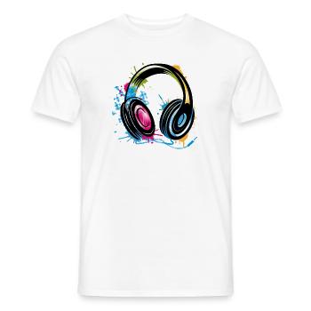 stylish Graffiti Headphones - Men's T-Shirt - white - Front - AI Model Male 178 dark (178cm)