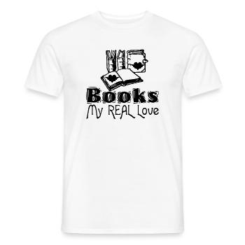 Livres - My Real Love Gift Book Reading Reader - T-shirt homme - blanc - Devant - AI Model Male 178 dark (178cm)