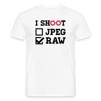I Shoot – Fotografie Kamera Fotograf - Männer T-Shirt - Weiß - Vorne - AI Model Male 178 dark (178cm)