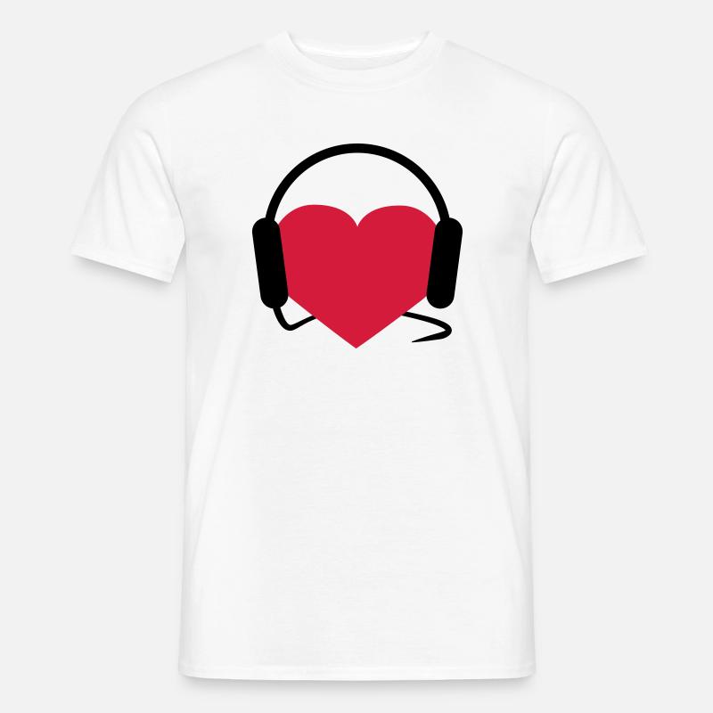 Herz mit Kopfhörern - Männer T-Shirt - Weiß