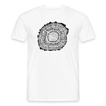 Disque en bois avec écorce - anneaux d'arbre - T-shirt homme - blanc - Devant - AI Model Male 178 dark (178cm)