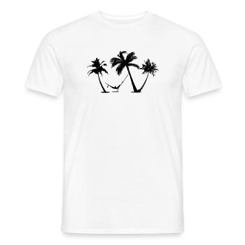 Holiday under palm trees in a hammock - Men's T-Shirt - white - Front - AI Model Male 178 dark (178cm)