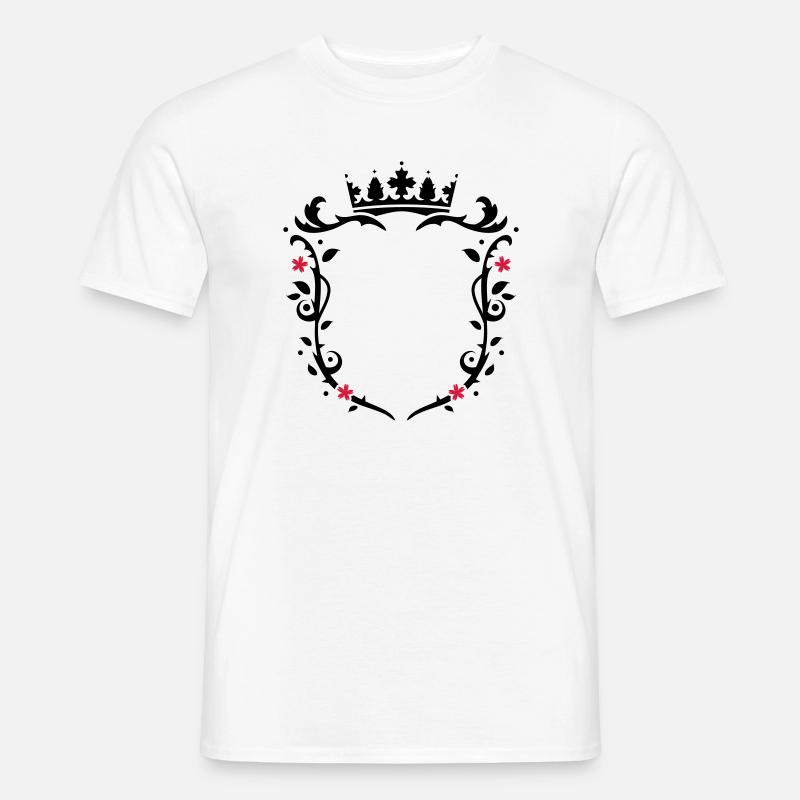 blomsterarter emblem med krone - Mænd T-shirt - hvid