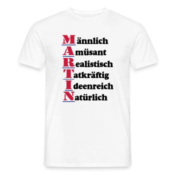 Martin ,Vorname,Namensschild,Name,Fun Shirt (25) - Männer T-Shirt - Weiß - Vorne - AI Model Male 178 dark (178cm)