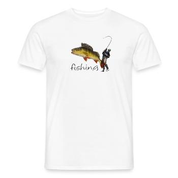 Fishing - Men's T-Shirt - white - Front - AI Model Male 178 dark (178cm)