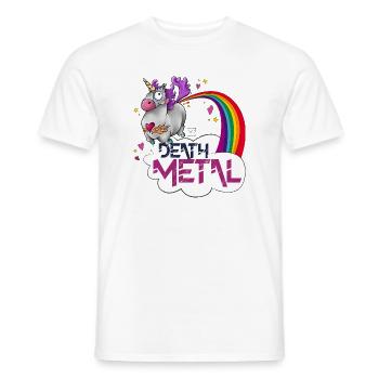 Unicorn Death Metal Rainbow - Men's T-Shirt - white - Front - AI Model Male 178 dark (178cm)