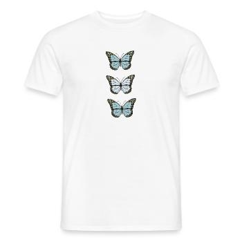Trois Papillons Monarques Bleus - T-shirt homme - blanc - Devant - AI Model Male 178 dark (178cm)