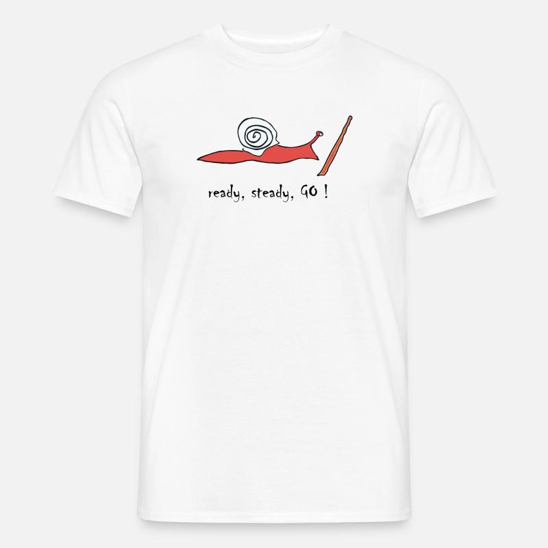 running snail -- ready, steady, GO ! - Männer T-Shirt - Weiß